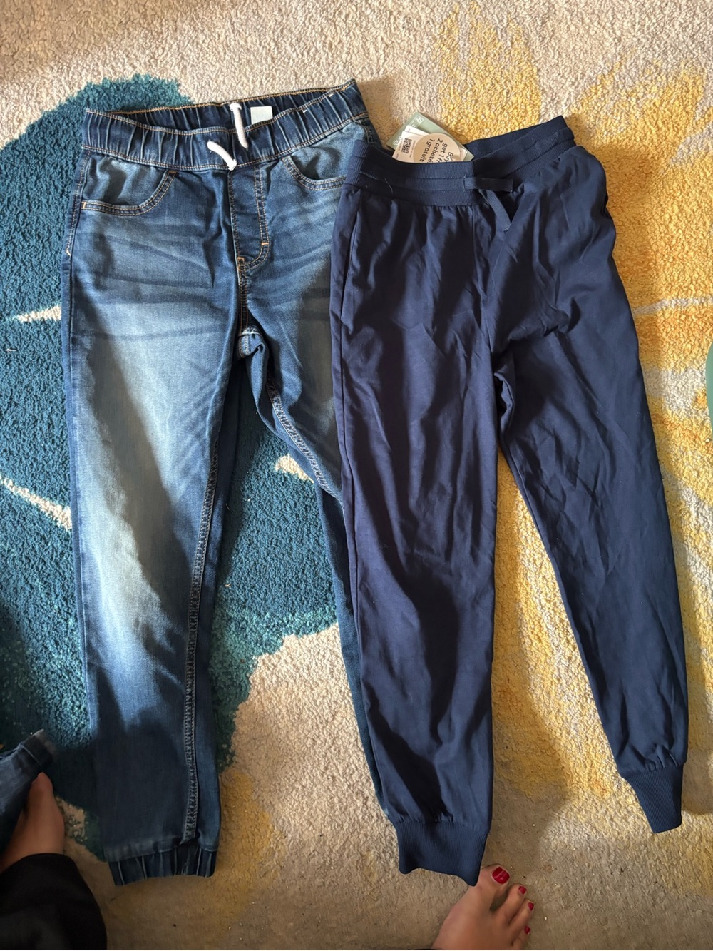 H&M Blue Denim Joggers & Navy Knit Joggers